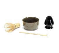 COOK CONCEPT Home Deco Factory - KA6197 Coffret Préparation Thé Matcha avec Fouet en Bambou, Bol et Cuillère - Conçu pour Rituel Apaisant - Couleurs Vert Marron Noir