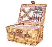 Home Deco Factory The Panier de Pique-Nique en Osier avec Vaisselle Garden, Marron