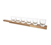 Cook Concept – Set de shooters KA0391 en verre 3 cl avec planche en acacia, transparent et or