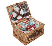 COOK CONCEPT, KA0447, Panier Pique-Nique 12L pour 4 Personnes, Design Élégant et Pratique, Isolé pour Garder Vos Aliments au Frais, Inclus Ustensiles, Rouge, Marron, Blanc