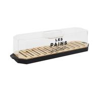 COOK CONCEPT - KA0644 Boîte à Pain avec Couvercle Transparent et Plateau en Bois - Design Élégant pour Conservation de Pains et Viennoiseries - 403 x 97 x 121 cm - Transparent Noir