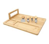 COOK CONCEPT, KA0667, Planche à Fromage en Bambou avec 4 Couteaux, Design élégant et Pratique, idéale pour dîners et événements, Facile à Nettoyer, Marron, 36x28 cm