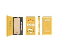 COOK CONCEPT - KA0691 - Coffret Apéritif en Bois avec Planche à Découper et Couteau en Acier Inoxydable - Idéal pour Amuse-Bouches et Charcuterie - Présenté Dans Un Écrin Élégant - Jaune - Standard