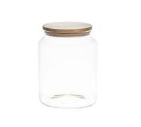 COOK CONCEPT - KA5549 Bocal de Conservation En Verre Avec Couvercle En Bois - Rangement Pratique Pour Cuisine - 2.4L - Dimensions 19 x 15 x 15 cm - Transparent