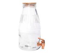 COOK CONCEPT - KA5906 Fontaine À Boisson En Verre Avec Robinet de Service - Conçu Pour Boissons Rafraîchissantes - Capacité 3.8L - Large Ouverture - Couvercle En Bois