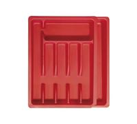 COOK CONCEPT - KB5609 Range Couverts Ajustable en Plastique - Extensible de 29 à 48 cm - Optimise l'espace de Tiroir - Dimensions 46,4 x 38 x 6,2 cm - Couleur Noir/Gris/Rouge