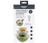 COOK CONCEPT - KB6031 Couvercles en Silicone Extensibles Réutilisables - Lot de 3 - Adaptables À Divers Récipients - Taille 30 x 30 cm - Couleur Transparent