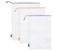 COOK CONCEPT - KB6056 Sac à Vrac Réutilisable en Polyester - Lot de 6 - Conçu pour Courses et Rangement - 3 Tailles : 20 x 31 cm, 26 x 35 cm, 30 x 41 cm - Couleurs Blanc/Rouge/Orange/Bleu Canard