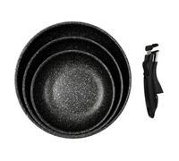 COOK CONCEPT - KC25311, Poêle en Aluminium forgé avec Manche Effet Bois, Conçue pour saisir et Cuire, Design élégant et Pratique, Dimensions 20 cm, Couleur Gris et Marron