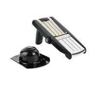COOK CONCEPT, KD3269, Mandoline en acier inoxydable avec 3 épaisseurs de coupe, pied pliable et lames intégrées, facile à nettoyer et à ranger, 23,5 cm, Noir