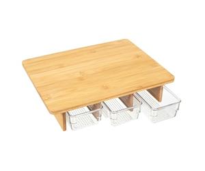 COOK CONCEPT - KD3290 Planche À Découper Avec 3 Compartiments Pour Cuisine - Ustensile Pour Découpe et Rangement - Dimensions 30 x 25 x 7 cm - Multicolore