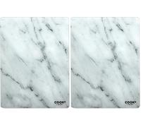 Cook Concept KD3348 Planche à découper rectangulaire Verre trempé Effet marbre Blanc et gris H0,4 x 30 x 40 cm (Lot de 2)