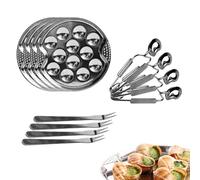 COOK CONCEPT - KU6097 Coffret Dégustation Escargots 12 Pièces - Pour 4 Personnes - Avec Assiettes, Fourchettes et Pinces - Service Élégant - Dimensions H22,5 x 3,3 x 32 cm - Couleur Gris