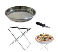 COOK CONCEPT - KU6102- Plateau À Fruits de Mer avec Support Pliable et Couteau À Huîtres Gris et Noir Inox Diamètre 34 cm, Hauteur total 22 cm, Art de la Table, Plateau de service