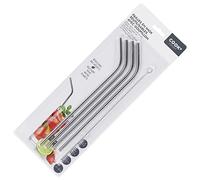 COOK CONCEPT - KV7270 Paille en Inox Réutilisable avec Goupillon - Set de 4 Pailles Design et Pratiques pour Événements - Taille Unique - Couleur Inox