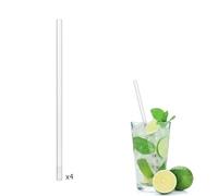 COOK CONCEPT - KV7287 - Paille Transparente en Verre X4 Avec Goupillon Art de la Table Jetable Reutilisable Fete Evenement Celebration Anniversaire