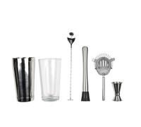 COOK CONCEPT - KV7348 Set Cocktails 5 Accessoires avec 50 Recettes - Design Élégant Acier Inoxydable - pour Apéritifs et Soirées - 9 x 32 x 25 cm - Argent et Transparent