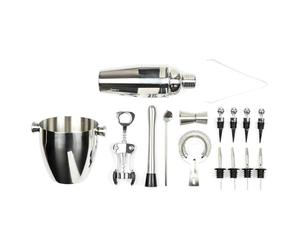 COOK CONCEPT, KV7350, Set de 16 Accessoires pour Cocktails, idéal pour apéritifs et Boissons, en Acier Inoxydable, Design élégant, Dimensions 195 x 14 x 14 cm, Argent