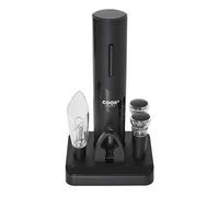 COOK CONCEPT, KV7370, Coffret Vin 5 Accessoires Élégants en Acier Inoxydable pour Dégustation et Apéritif, Pratique et Durable, Dimensions 55x304x217cm, Noir