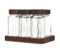 Cook Concept Bocaux à épices Acacia 17 cm Transparent Lot de 6