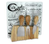 Cook Concept – Plateau à fromage KA1732, 3 ustensiles, support aimanté bois/INOX, Beige/Gris/Noir