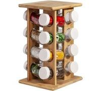 COOK CONCEPT - Présentoir À Epices 16 Pots - Matière en Bambou - Dimensions : 17.5 X 17.5 X 31 cm