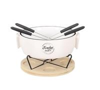 Paris Prix Service à fondue Chauffe-plat & 4 piques 23 cm Blanc