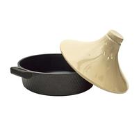 Cook Concept – Tajine rond en fonte d'aluminium KC25801 antiadhésif 28 cm Induction Noir/Beige