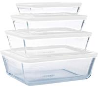 Cook & Freeze - Lot De 4 Boites Rectangulaires Avec Couvercle - 0.8l, 1.5l, 2.6l, 4l - Verre Borosilicate - Idéal Congélation Et Batchcooking - Made In France