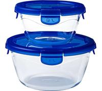 Pyrex Cook & Go - Lot de 2 LunchBox Rondes - 0,7L et 1,6L- Verre Borosilicate - Compatible four, micro-ondes et lave-vaisselle - Made in France