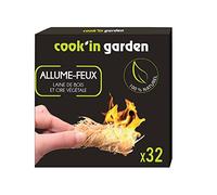 Cook’in Garden - Allume-Feu, Boîte 32 Cubes en Laine de Bois FSC® 100%, sans Odeur et Inodore, Allumage Facile pour Barbecue, Brasero, Poêle ou Cheminée, Utilisation Extérieure