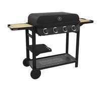 COOK'IN GARDEN Barbecue gaz FLAVO 76SC sur chariot - 4 feux - 10 kW - L 158×l 59×H 105 cm - Surface cuisson : L 76×l 40 cm - Noir