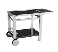 Cook’in Garden - Desserte Media L, Chariot avec Plan de Travail Mobile et Roues Renforcées, Meuble Extérieur Idéal Jardin ou Terrasse, Support Idéal pour Plancha ou Barbecue, Noir/Gris