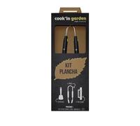 Cook’in Garden - Kit Ustensiles pour Plancha et Barbecue, Spatule + Pince + Pressoir en INOX, Manche Soft Touch, Aimant Intégré pour Rangement & Utilisation Facile