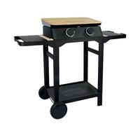 Cook’in Garden - Plancha Gaz sur Chariot Dune 60 SC, 2 Brûleurs Inox 4 kW, Plaque Fonte Émaillée, Bac Récupérateur de Graisse Amovible, Capot Inclus, Idéal 10 Personnes