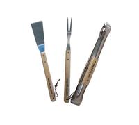 Cook’in Garden - Set 3 Ustensiles Barbecue et Plancha, Spatule + Pince + Fourchette en Inox, Manche Bois FSC® 100%, Accessoires Résistants à la Chaleur, Idéal Cuisine Extérieure Jardin Terrasse