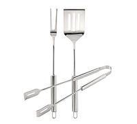 Cook’in Garden - Set 3 Ustensiles en Inox comprenant Spatule, Fourchette et Pince, Accessoires Robustes pour Barbecue et Plancha, Idéal Cuisine Extérieure Terrasse Jardin