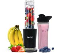Cook-IT Blender à smoothie à emporter, 350 W, avec 2 bouteilles d'eau de 600 ml, 4 couteaux en acier inoxydable, Mix & Go, serrure de sécurité et passe au lave-vaisselle, parfait pour les smoothies
