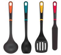 Cook It Cool Avec Chefclub By Tefal, Set 4 Ustensiles : Louche, Cuillère, Spatule À Angle, Spatule À Crêpes, Anneau De Sécurité En Silicone, Lavable Au Lave-Vaisselle, Haute Qualité, Résistant À La Ch