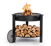 COOK KING Brasero de jardin Montana avec grille, acier, noir, 80 cm, plateau porte-bois, plaque grille 78 cm incluse