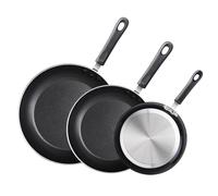 Cook N Home Lot de 3 poêles à frire anti-adhésives Noir 20,3 cm/27,9 cm