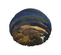 Cook National Park Mountain Landscape Bonnet de douche pour homme et femme Grand bonnet de douche réutilisable double couche étanche Bande élastique Chapeau de cheveux pour toutes les coiffures Facile