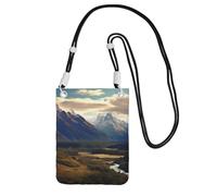 Cook National Park Mountain Landscape Sac à bandoulière étanche pour téléphone portable pour femme et homme avec sangle réglable