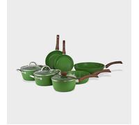 Cook & Pan - Ensemble de poêles Go Green 7 pièces- Induction - Sans PFAS- Revêtement Antiadhésif en Céramique- Aluminium- Vert