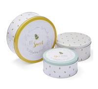 Cook Smart England Lot de 3 boîtes de rangement à gâteaux | Design britannique pour gâteaux et biscuits | Boîtes à gâteaux/biscuits disponibles en boîte carrée ou en boîte de rangement ronde