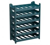 CookandSupply x TheWV Cave à Vin Plastique Modulaire Empilable, Casier Bouteilles Effet Cuir Martelé, 6 Bouteilles par Module, Étagère Range Bouteilles Gain de Place - Vert pétrole, 36