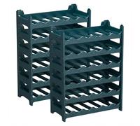 CookandSupply x TheWV Cave à Vin Plastique Modulaire Empilable, Casier Bouteilles Effet Cuir Martelé, 6 Bouteilles par Module, Étagère Range Bouteilles Gain de Place - Vert pétrole, 72