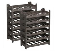 CookandSupply x TheWV Cave à Vin Plastique Modulaire Empilable, Casier Bouteilles Effet Cuir Martelé, 6 Bouteilles par Module, Étagère Range Bouteilles Gain de Place - Marron Corten, 72