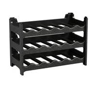 CookandSupply x TheWV Cave à Vin Plastique Modulaire Empilable, Casier Bouteilles Effet Cuir Martelé, 6 Bouteilles par Module, Étagère Range Bouteilles Gain de Place - Noir, 18