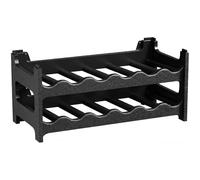 CookandSupply x TheWV Cave à Vin Plastique Modulaire Empilable, Casier Bouteilles Effet Cuir Martelé, 6 Bouteilles par Module, Étagère Range Bouteilles Gain de Place - Noir, 12